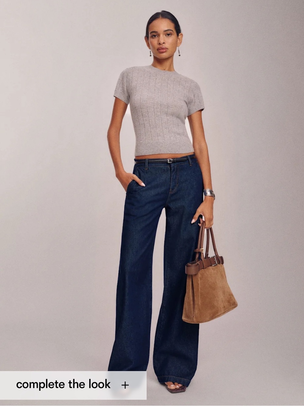 Reformation Elio Wide-Leg Denim in Dark Blue